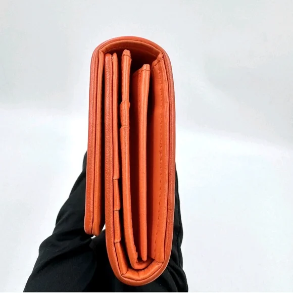 MCM Visetos Orange Canvas Long Wallet.